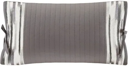 Olliix by N Natori Grey Hanae Embroidered Cotton Oblong Decorative Pillow