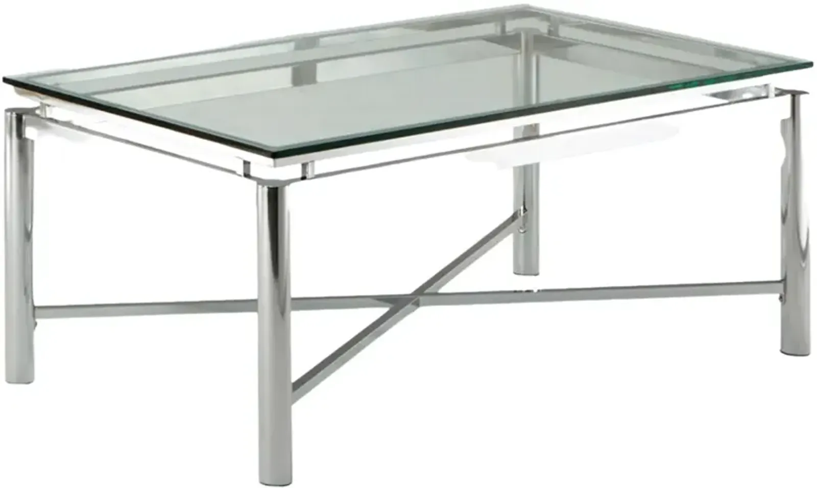 Steve Silver Co. Nova Glass Top Cocktail Table with Chrome Base