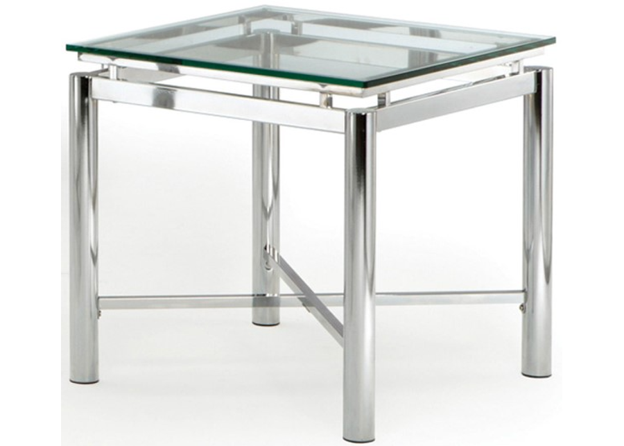 Steve Silver Co. Nova Glass Top End Table with Chrome Base