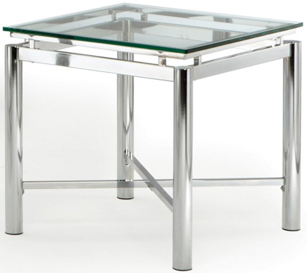 Steve Silver Co. Nova Glass Top End Table with Chrome Base