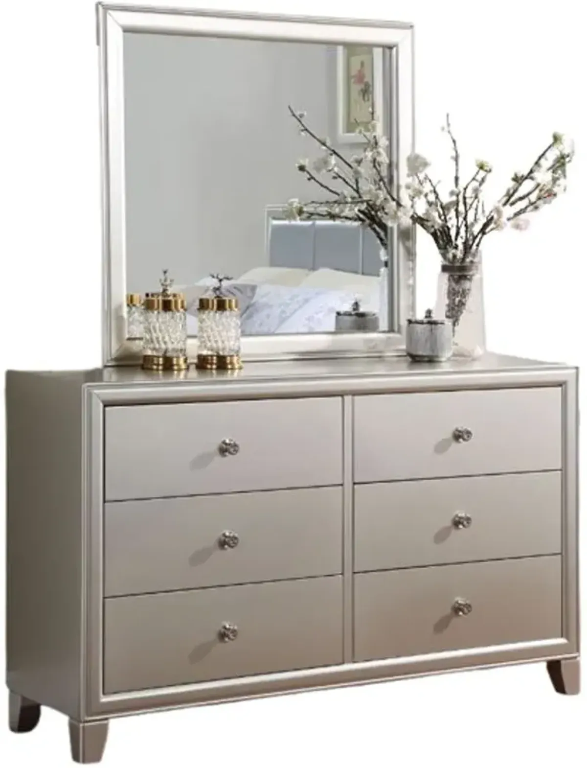 Steve Silver Co. Omni Champagne Dresser and Mirror Set