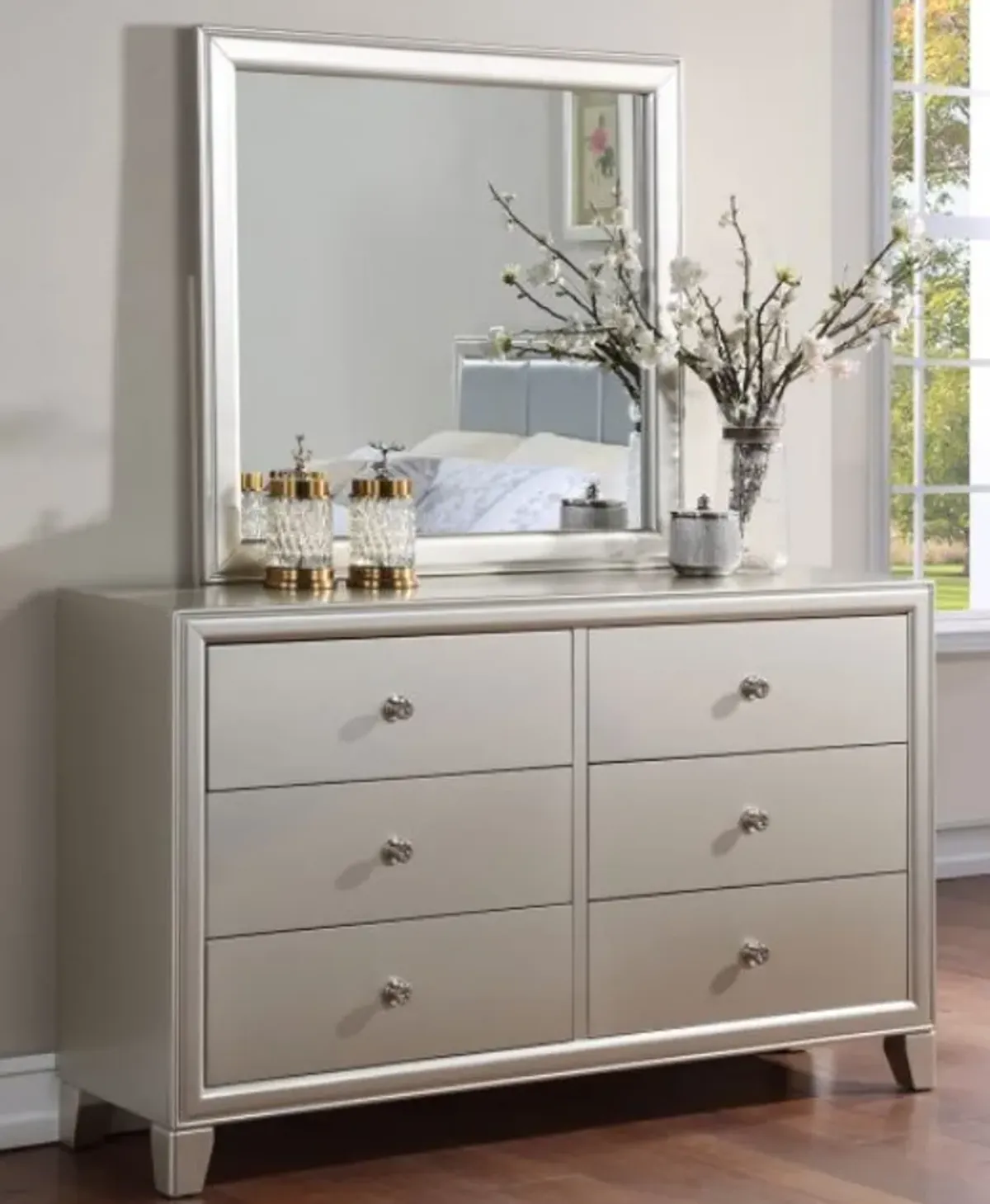 Steve Silver Co. Omni Champagne Dresser and Mirror Set