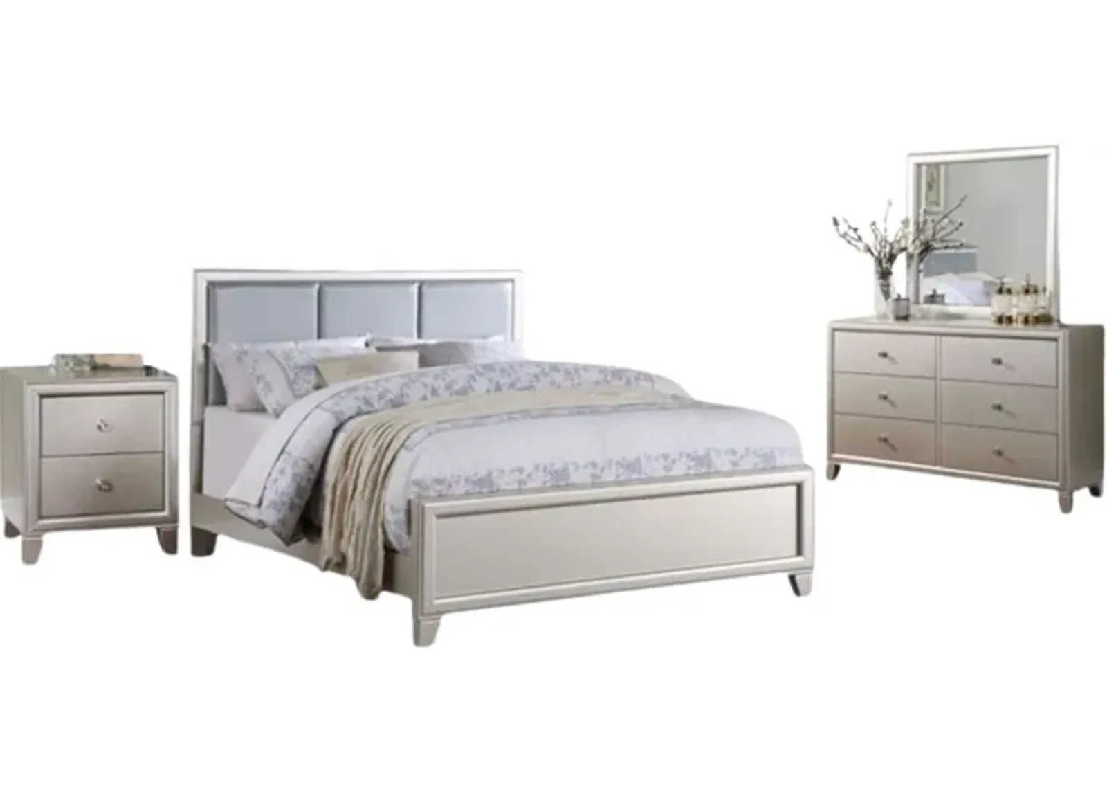 Steve Silver Co. Omni 4-Piece Chrome King Bedroom Set