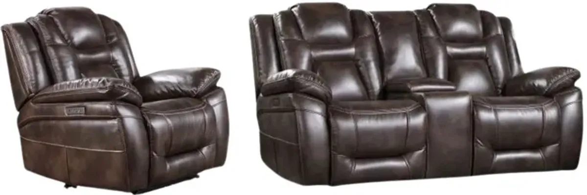 Steve Silver Co. Oportuna 2-Piece Brown Dual-Power Reclining Living Room Set