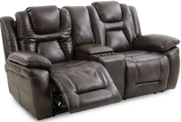 Steve Silver Co. Oportuna Coffee Dual-Power Reclining Console Loveseat