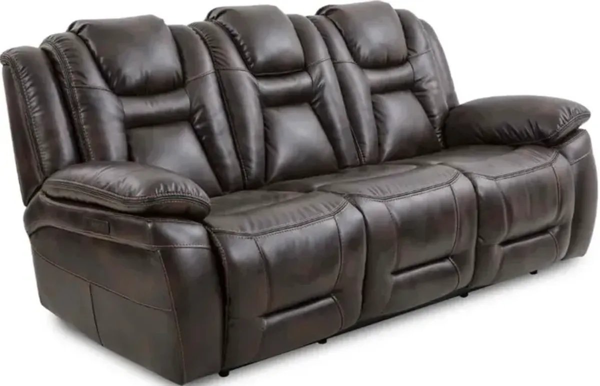 Steve Silver Co. Oportuna Coffee Dual-Power Reclining Sofa with Drop-Down Table