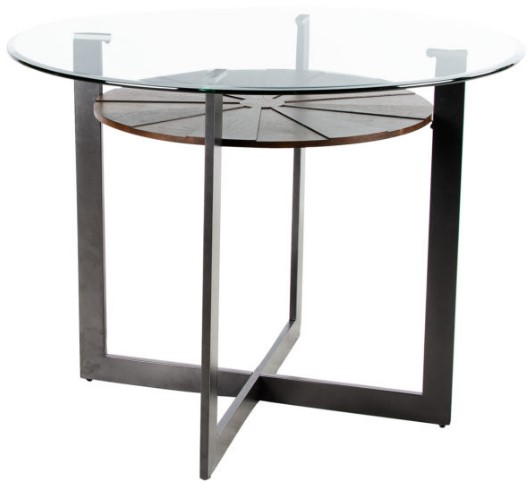 Steve Silver Co. Olson 48'' Round Glass Top Counter Height Table with Caramel Base