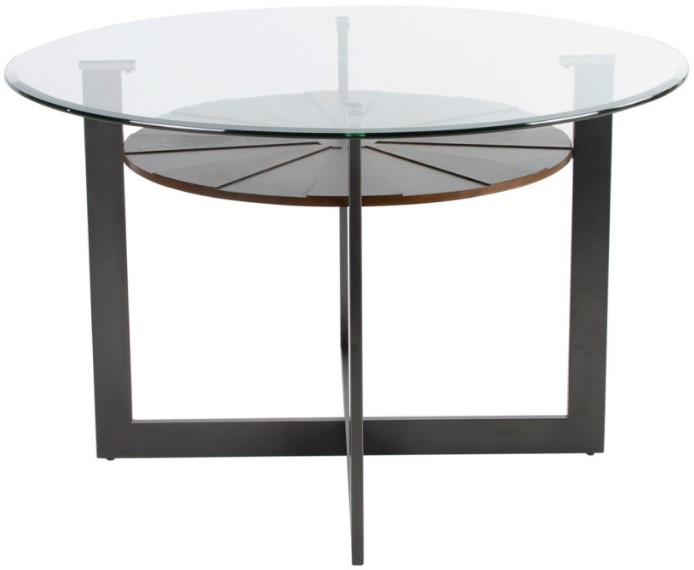 Steve Silver Co. Olson 48'' Round Glass Top Dining Table with Caramel Base