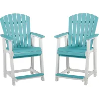Signature Design by Ashley® Eisely 2-Piece Turquoise Outdoor Counter Height Bar Stool Set