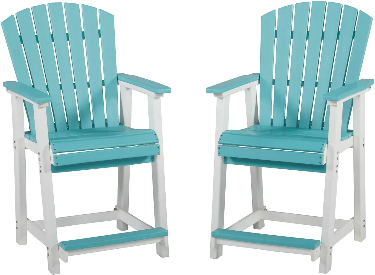 Signature Design by Ashley® Eisely 2-Piece Turquoise Outdoor Counter Height Bar Stool Set