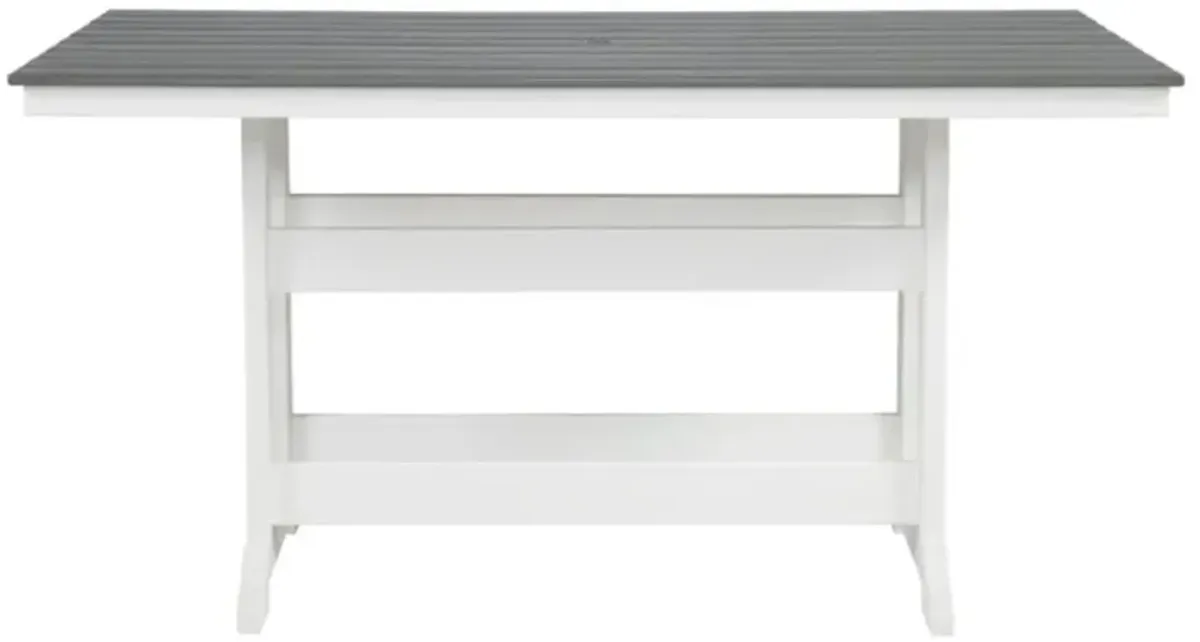 Signature Design by Ashley® Transville Gray Outdoor Counter Height Dining Table with White Base