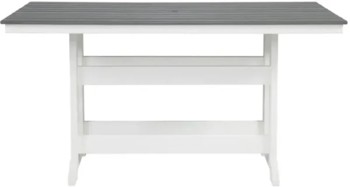 Signature Design by Ashley® Transville Gray Outdoor Counter Height Dining Table with White Base