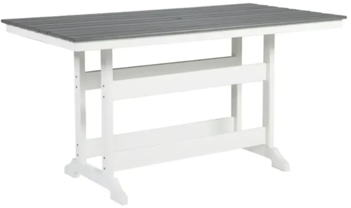 Signature Design by Ashley® Transville Gray Outdoor Counter Height Dining Table with White Base