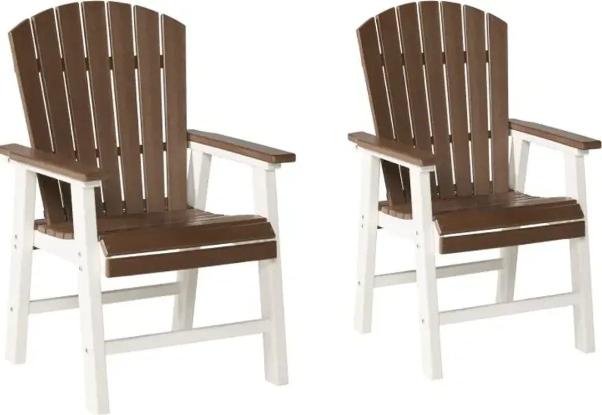 Signature Design by Ashley® Genesis Bay Brown/White Set of 2 Outdoor Dining Arm Chair