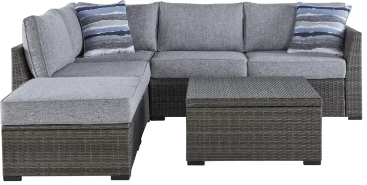 Signature Design by Ashley® Petal Road 4-Piece Gray Aluminum/Fabric Outdoor Conversation Set