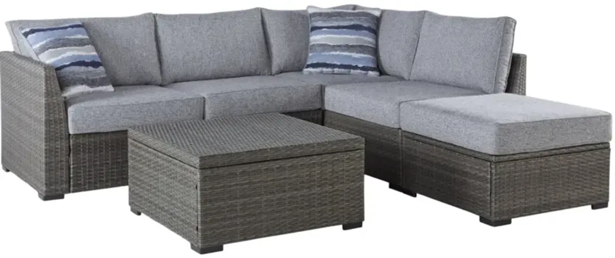 Signature Design by Ashley® Petal Road 4-Piece Gray Aluminum/Fabric Outdoor Conversation Set