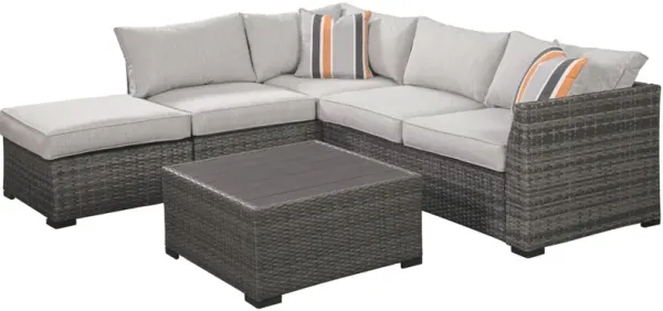 Signature Design by Ashley® Cherry Point 4-Piece Small Spaced Gray Resin/Metal Outdoor Sectional