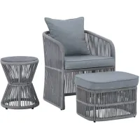 Signature Design by Ashley® Coast Island Gray Outdoor Chair with Ottoman and Side Table