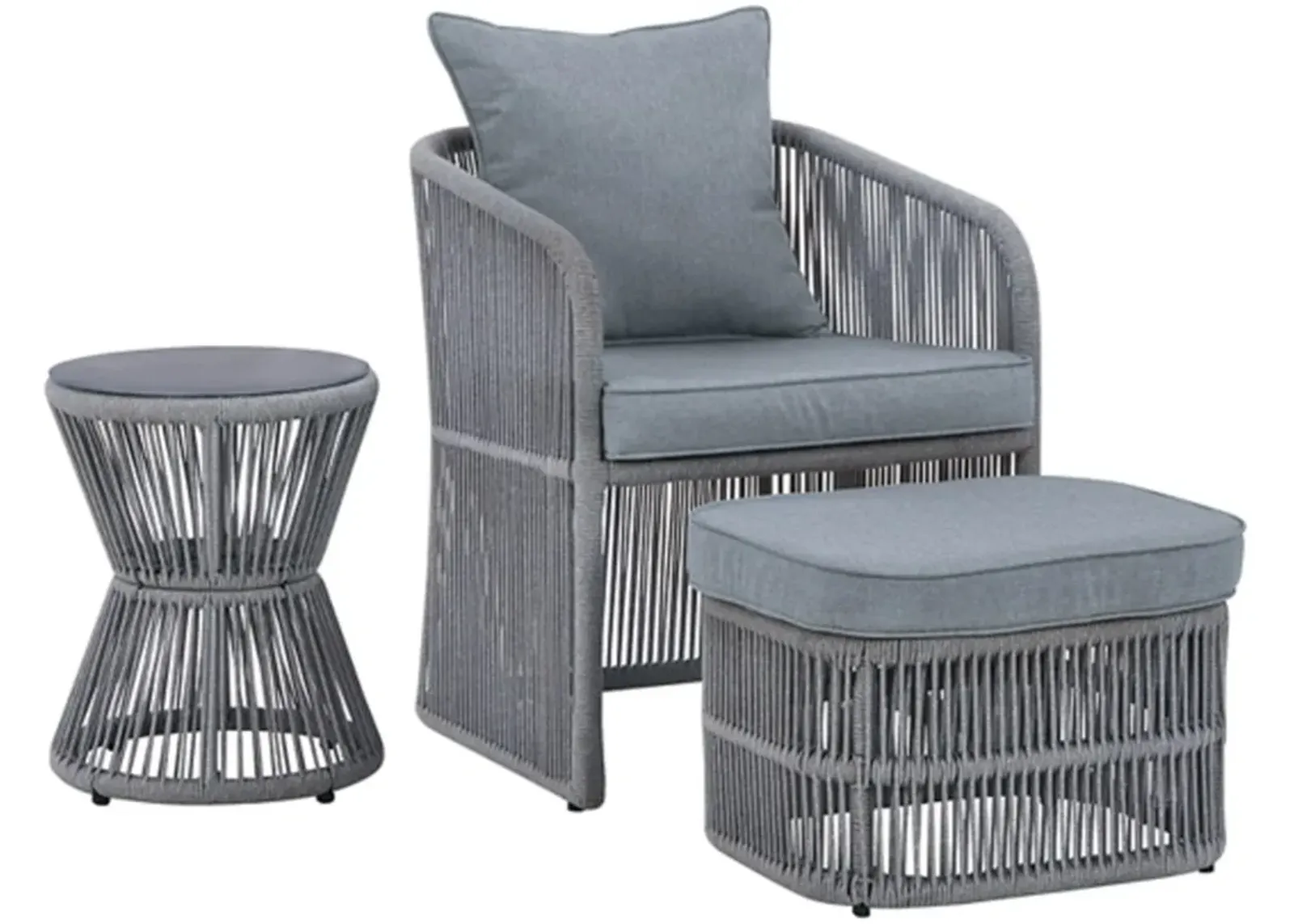 Signature Design by Ashley® Coast Island Gray Outdoor Chair with Ottoman and Side Table