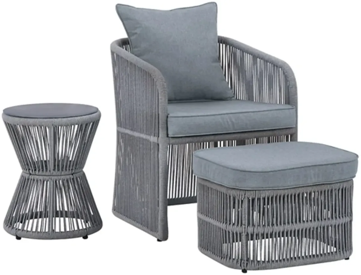 Signature Design by Ashley® Coast Island Gray Outdoor Chair with Ottoman and Side Table