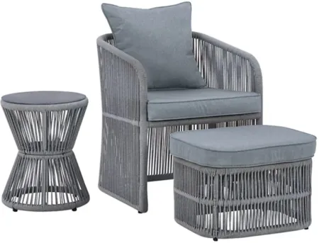 Signature Design by Ashley® Coast Island Gray Outdoor Chair with Ottoman and Side Table