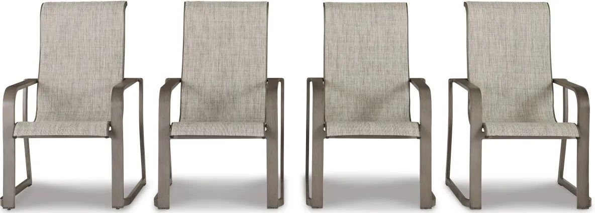 Signature Design by Ashley® Beach Front 4-Piece Beige Outdoor Arm Chair Set