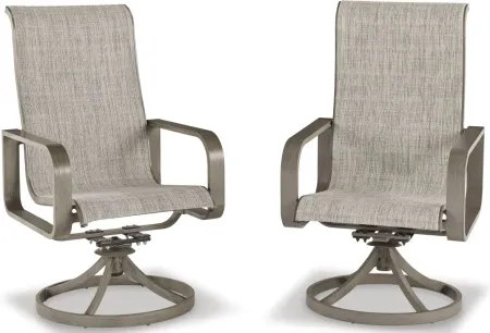Signature Design by Ashley® Beach Front 2-Piece Beige Outdoor Swivel Chair Set