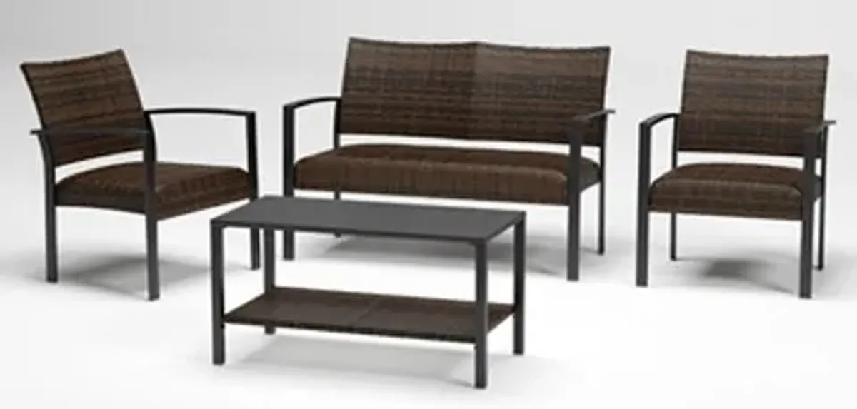 Signature Design by Ashley® Zariyah 4-Piece Dark Brown Outdoor Conversation Set