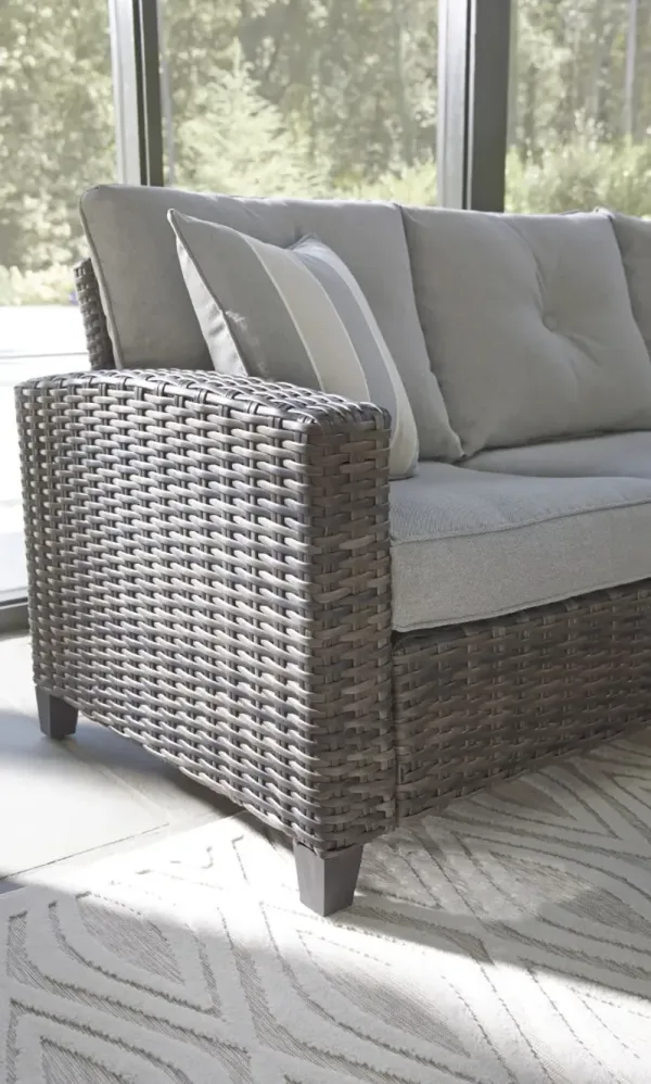 Signature Design by Ashley® Cloverbrooke 4-Piece Gray Outdoor Aluminum/Wicker Conversation Set