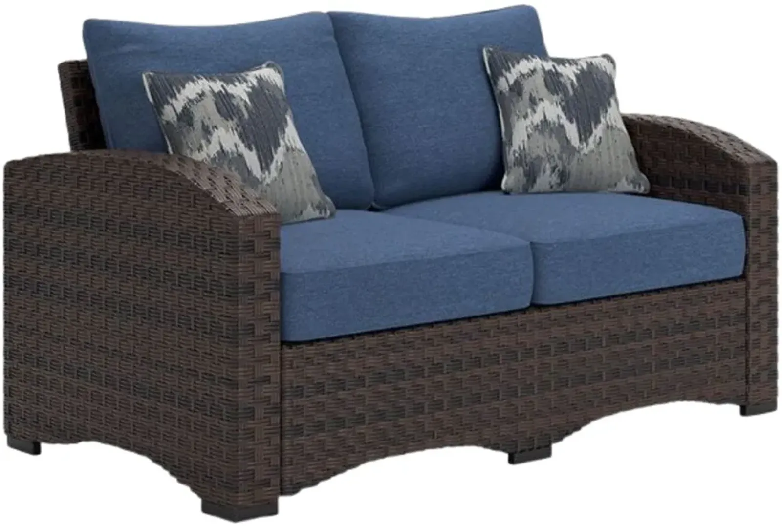 Signature Design by Ashley® Windglow Blue/Brown Nuvella/Wicker Outdoor Loveseat