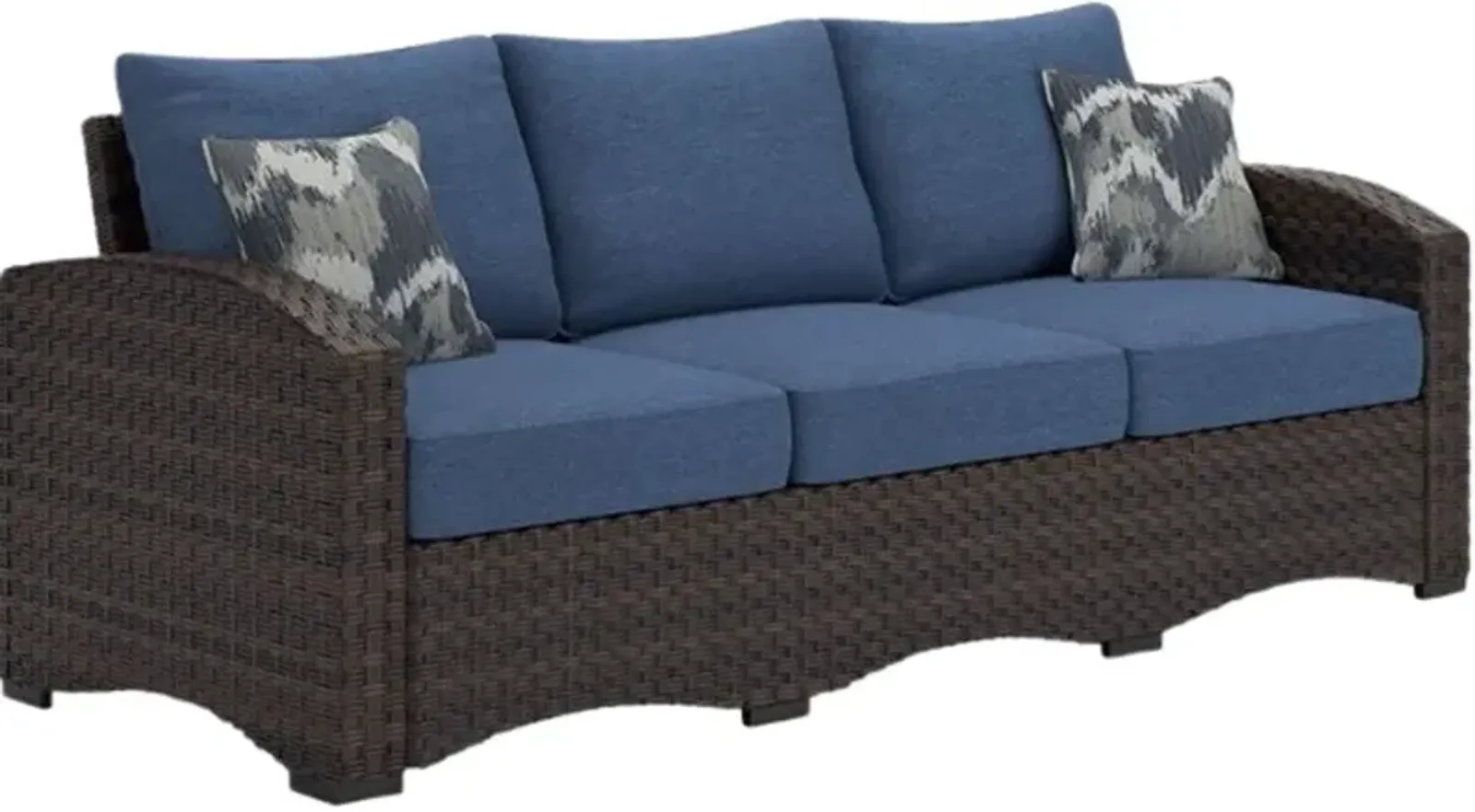 Signature Design by Ashley® Windglow Blue/Brown Nuvella/Wicker Outdoor Sofa