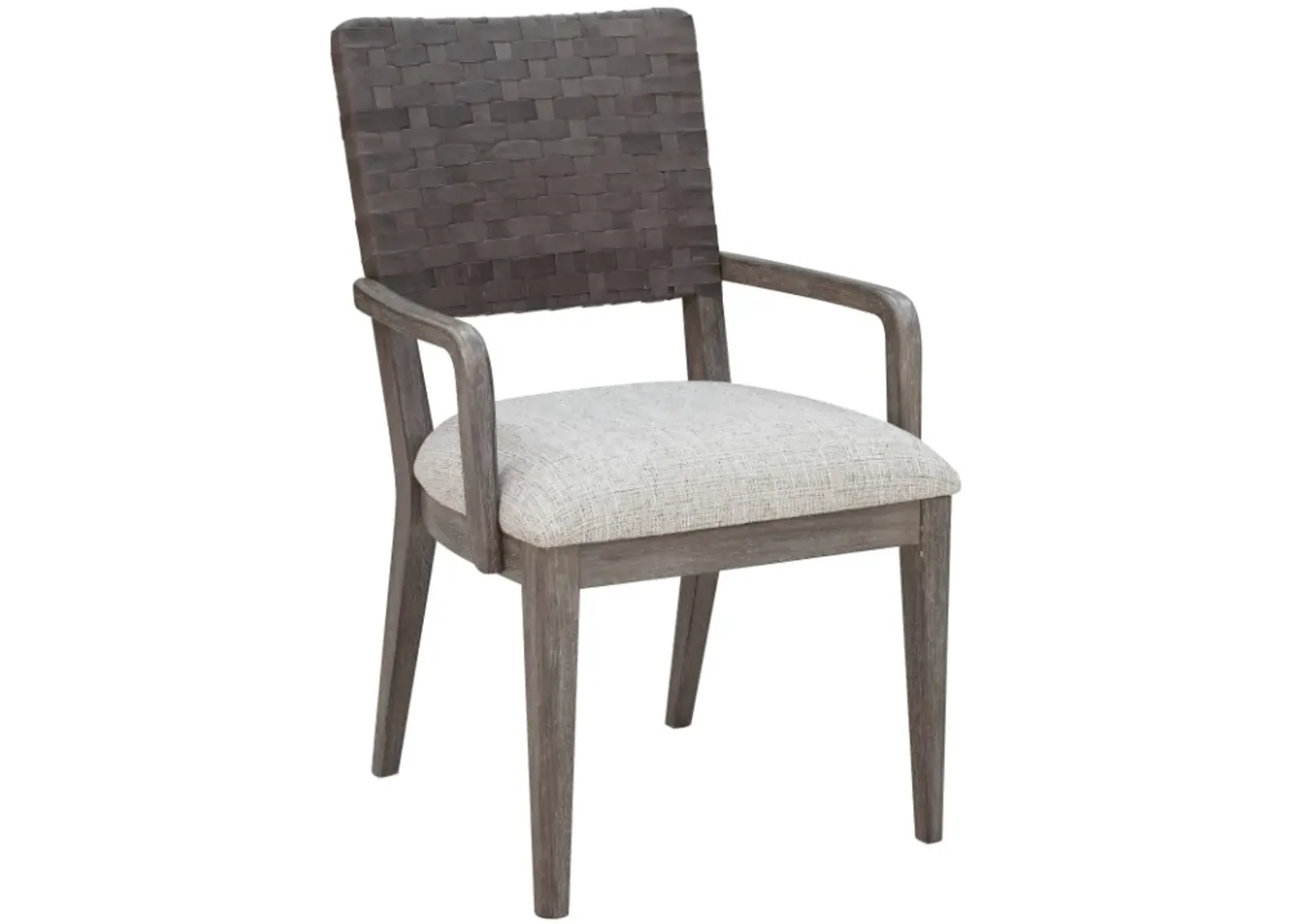 Drew & Jonathan Home Griffith Alabaster/Smoked Oyster Woven Back Arm Chair