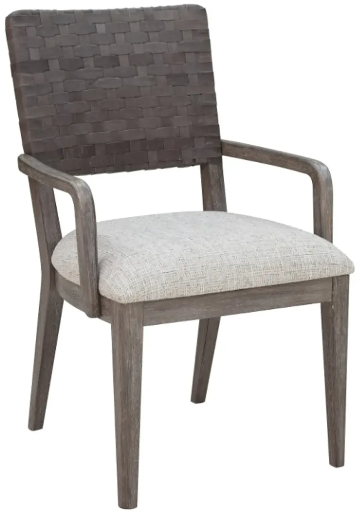 Drew & Jonathan Home Griffith Alabaster/Smoked Oyster Woven Back Arm Chair