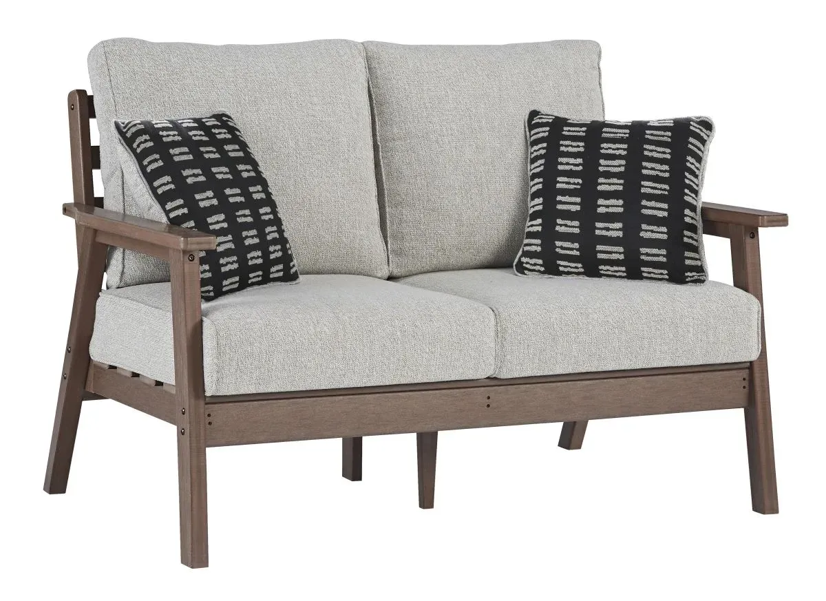 Signature Design by Ashley® Emmeline Brown Outdoor Loveseat with Cushion