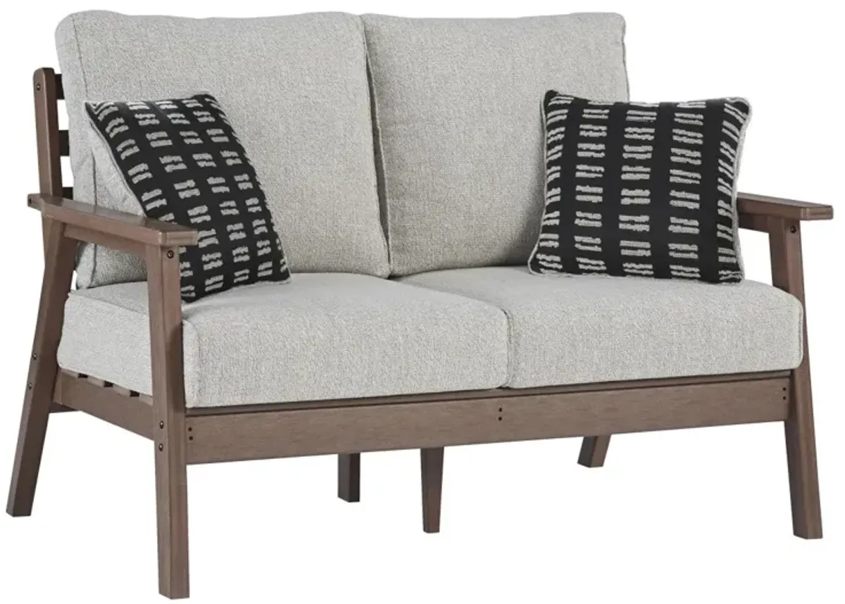 Signature Design by Ashley® Emmeline Brown Outdoor Loveseat with Cushion