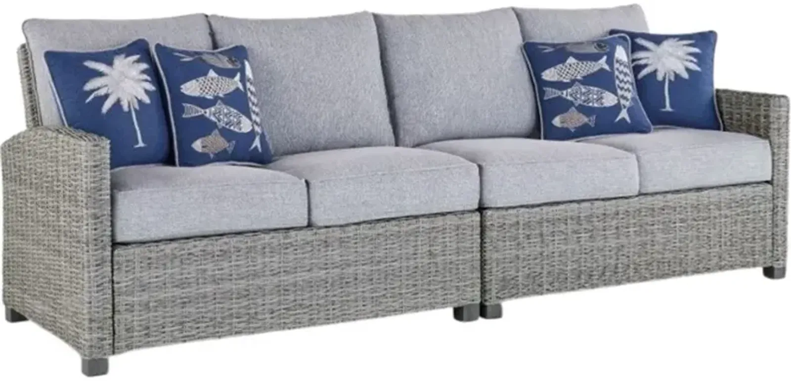 Signature Design by Ashley® Naples Beach 2-Piece Light Gray Polyester/Wicker Outdoor Sectional