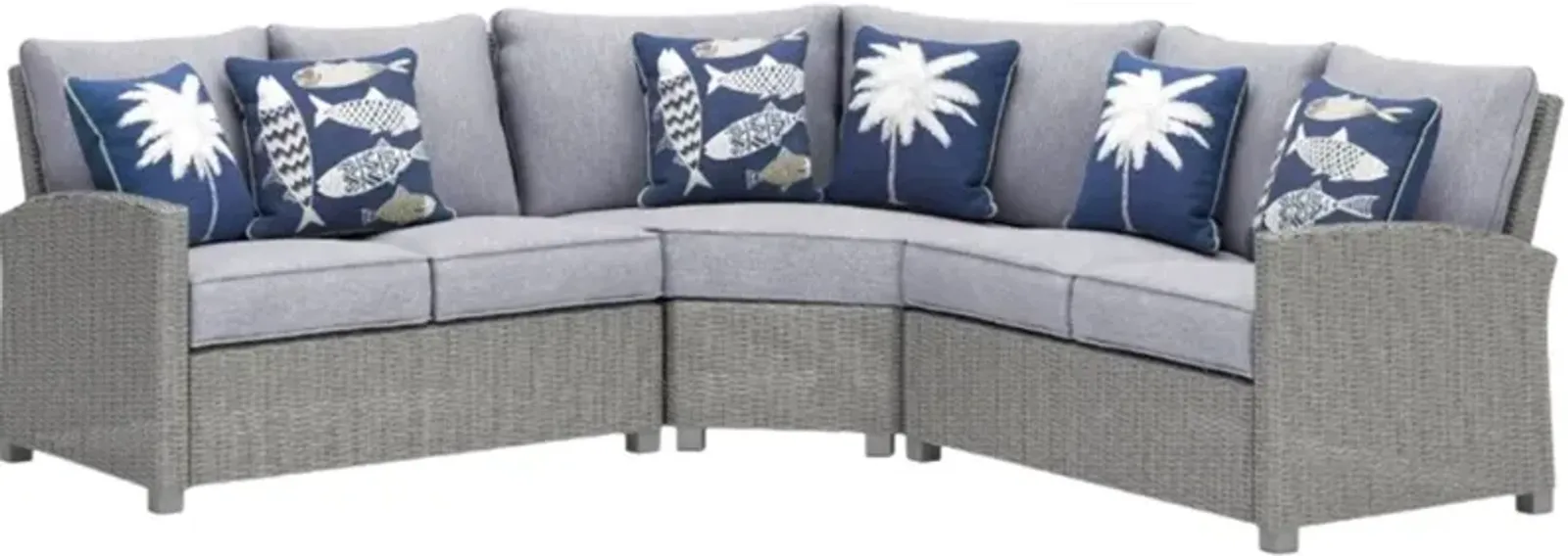 Signature Design by Ashley® Naples Beach 3-Piece Light Gray Nuvella/Resin Outdoor L-Shape Sectional