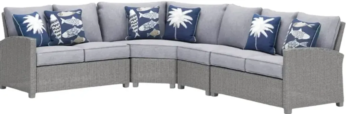 Signature Design by Ashley® Naples Beach 4-Piece Light Gray Aluminum Outdoor Sectional