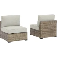 Signature Design by Ashley® Calworth 2-Piece Beige Outdoor Armless Chair Set