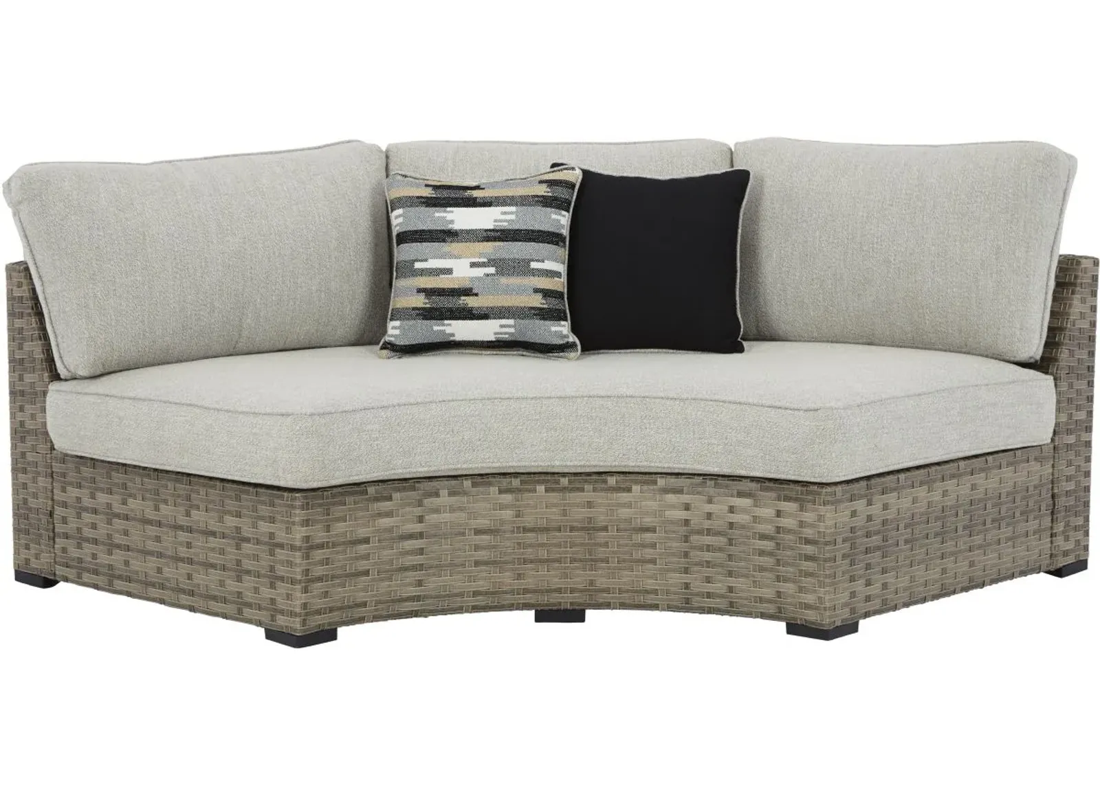 Signature Design by Ashley® Calworth Beige Outdoor Curved Loveseat