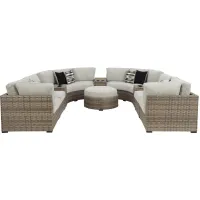 Signature Design by Ashley® Calworth 9-Piece Beige Outdoor Sectional