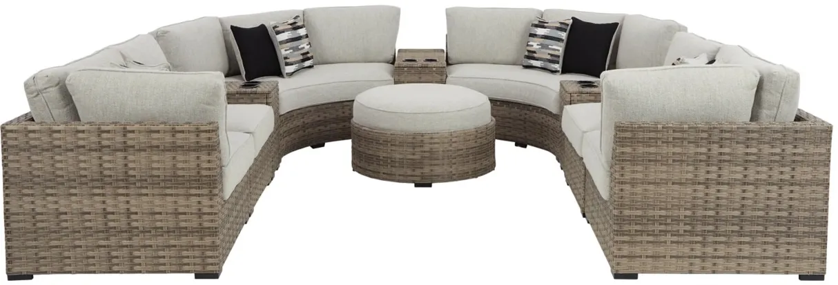 Signature Design by Ashley® Calworth 9-Piece Beige Outdoor Sectional