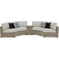 Signature Design by Ashley® Calworth 3-Piece Beige Outdoor Sectional Set