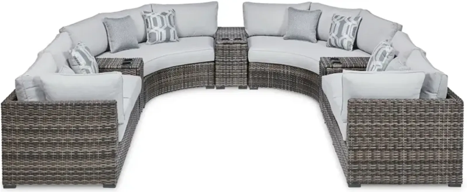 Signature Design by Ashley® Harbor Court 9-Piece Gray Outdoor Sectional