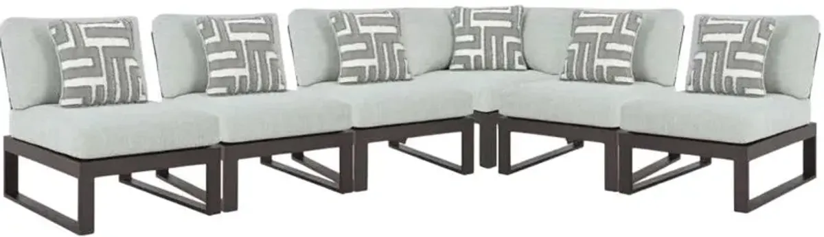 Signature Design by Ashley® Beachloft 6-Piece Black/Gray Aluminum/Fabric Outdoor Sectional