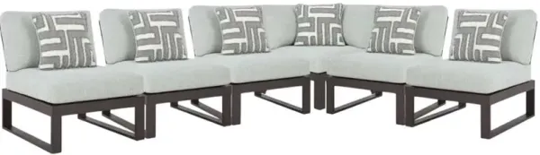 Signature Design by Ashley® Beachloft 6-Piece Black/Gray Aluminum/Fabric Outdoor Sectional