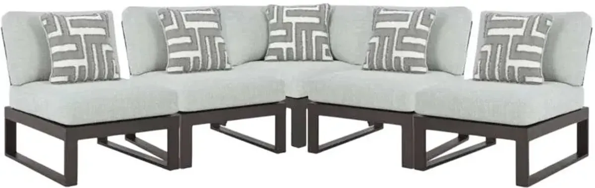 Signature Design by Ashley® Beachloft 5-Piece Black/Gray Aluminum/Fabric Outdoor Sectional