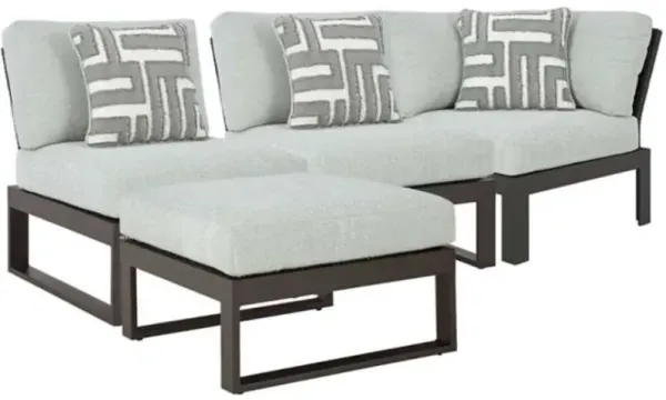 Signature Design by Ashley® Beachloft 4-Piece Black/Gray Aluminum/Fabric Outdoor Sectional