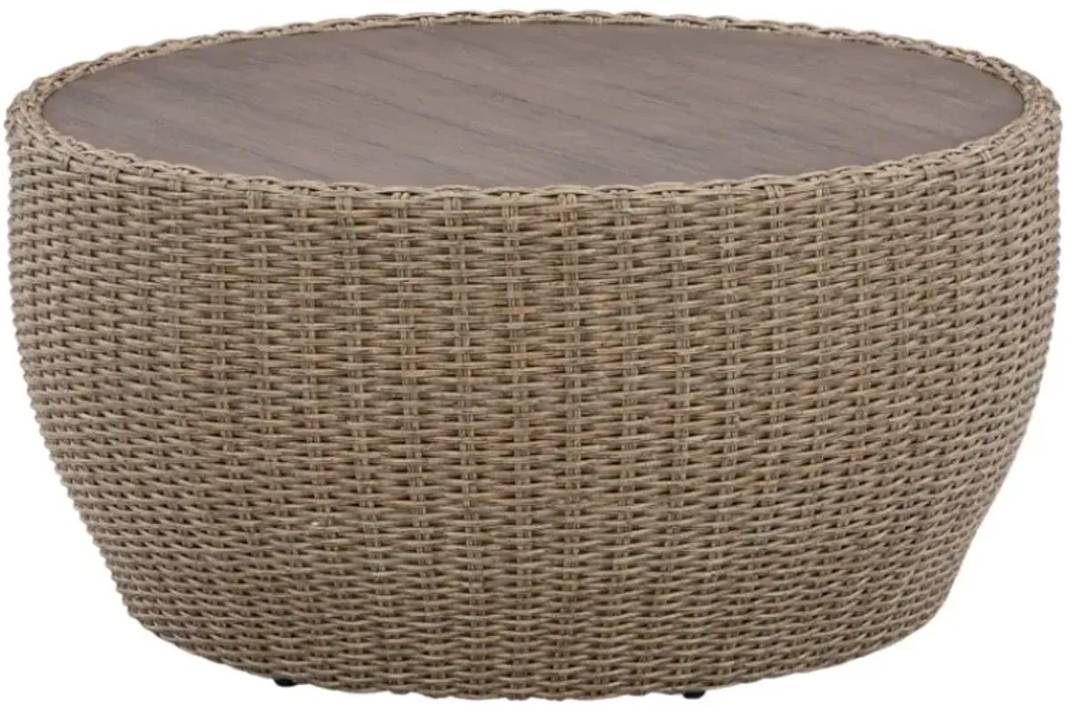Signature Design by Ashley® Danson Beige Aluminum/Resin Wicker Outdoor Cocktail Table