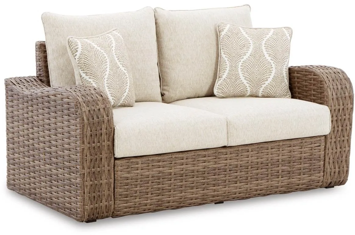 Signature Design by Ashley® Sandy Bloom Beige Outdoor Loveseat